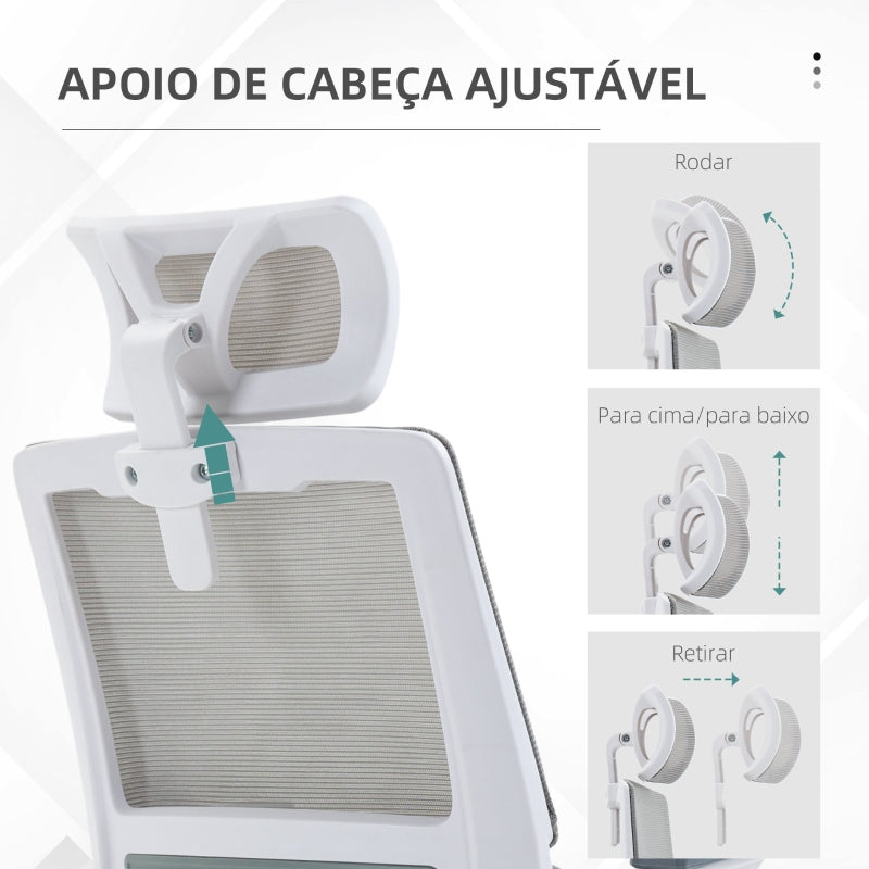 Vinsetto Cadeira de Escritório de Malha Cadeira de Escritório Giratória com Altura e Apoio para a Cabeça Ajustáveis 58x61x102-119 cm Cinza