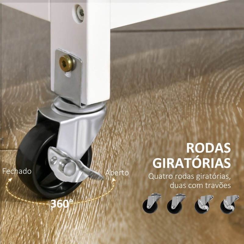 HOMCOM Carrinho de Cozinha com Rodas 1 Gaveta Prateleiras Suporte76x48x88cm Branco e Cinza