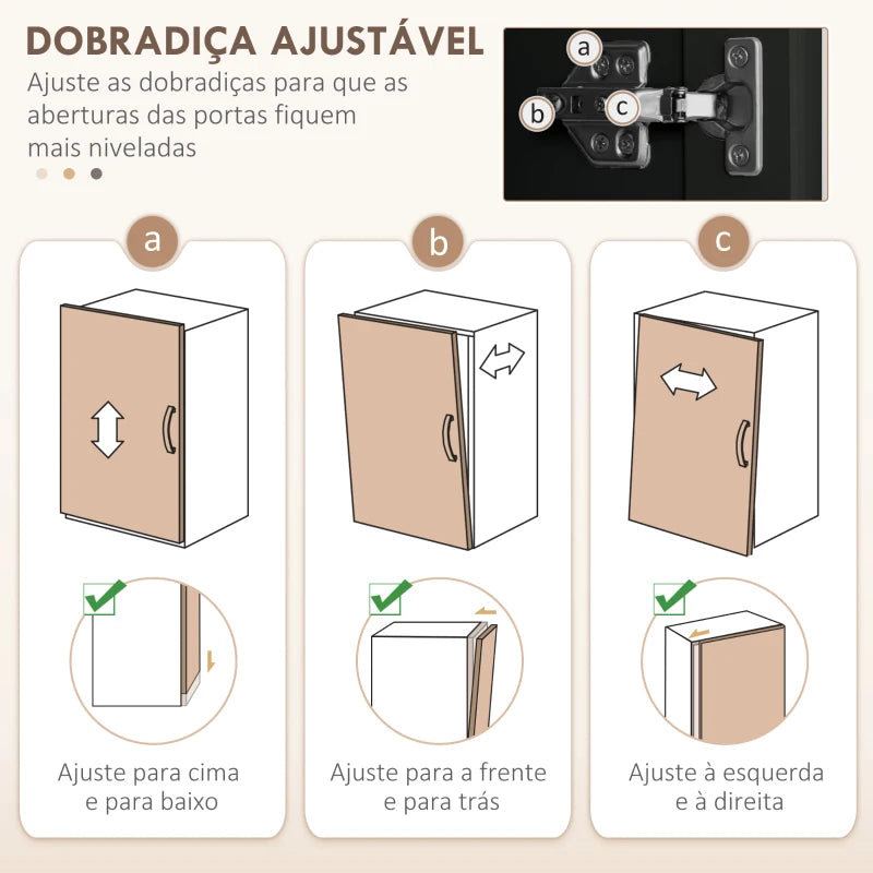 HOMCOM Armário de Cozinha com 4 Portas e Prateleiras Ajustáveis Anti-Tombo 60x30x170,5 cm Preto