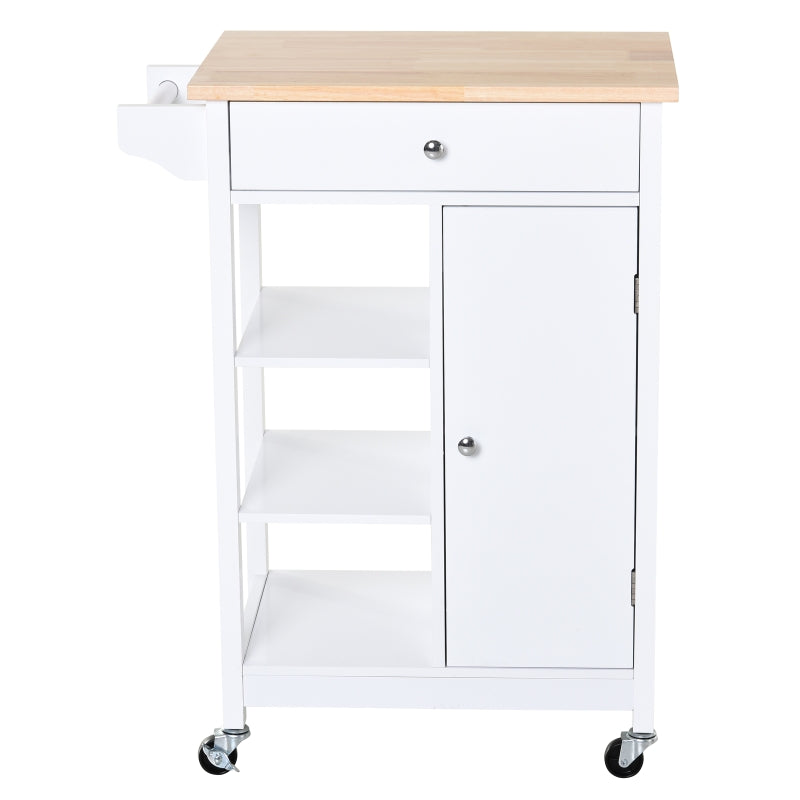 HOMCOM Carrinho de cozinha com 1 gaveta 1 armário 66x39.5x86.5 cm Branco