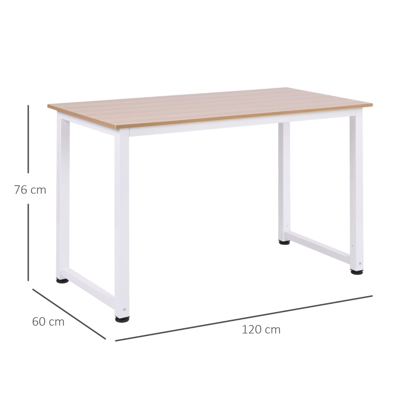 HOMCOM Mesa de computador para casa o oficina  com os pés ajustáveis mobiliário de escritório simples 120x60x76cm carga 100 kg armação de metal