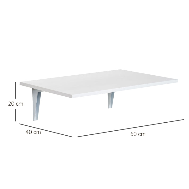 HOMCOM Mesa Dobrável de Parede Mesa Auxiliar Suspensa para Cozinha Sala de Jantar 60x40x20cm Branco