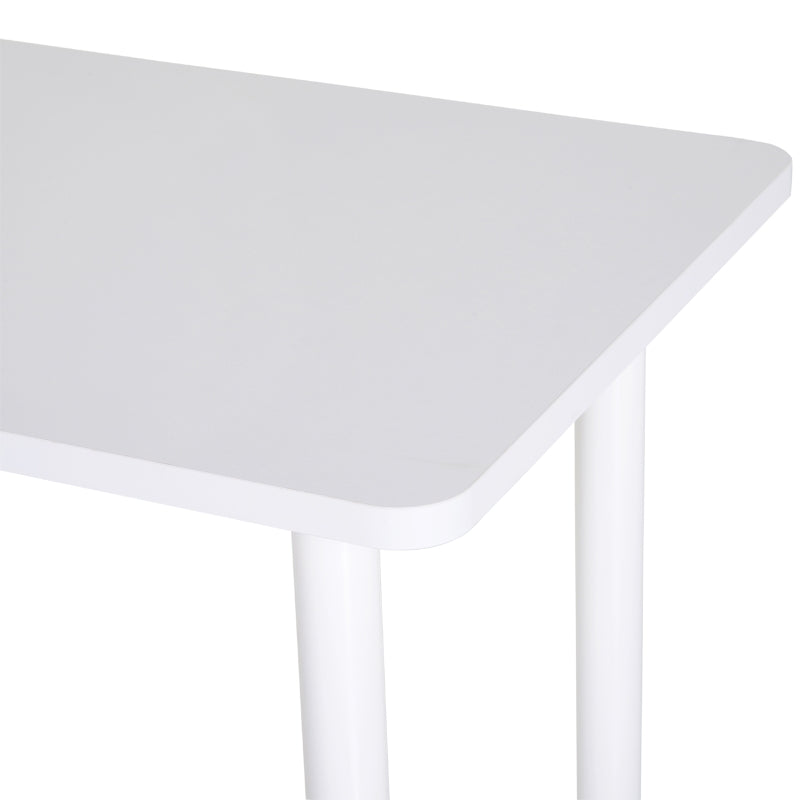 HOMCOM Mesa de Cozinha Retangular com Pés de Aço e Almofadas Ajustáveis 120x60x76cm Branco