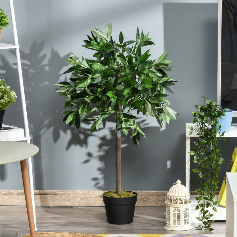 Outsunny 2 plantas artificiais de 90 cm de altura árvore de Laurel com vaso para sala de estar exterior Verde