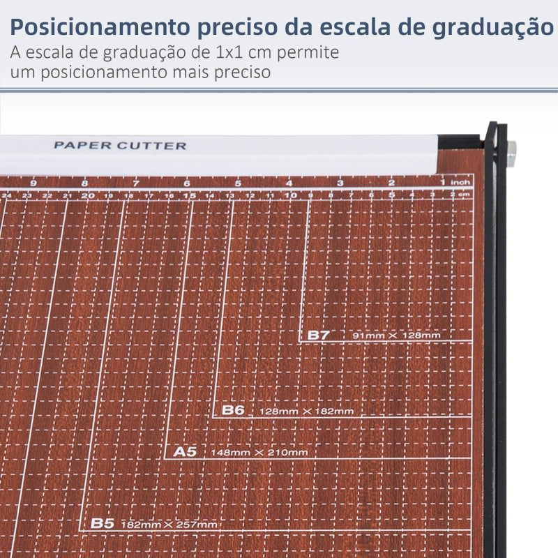 HOMCOM Cortador de Papel A4 para Papelaria Fotografia Escritório Estúdio Capacidade 12 Folhas com Régua 48x26,5x5cm Marrom