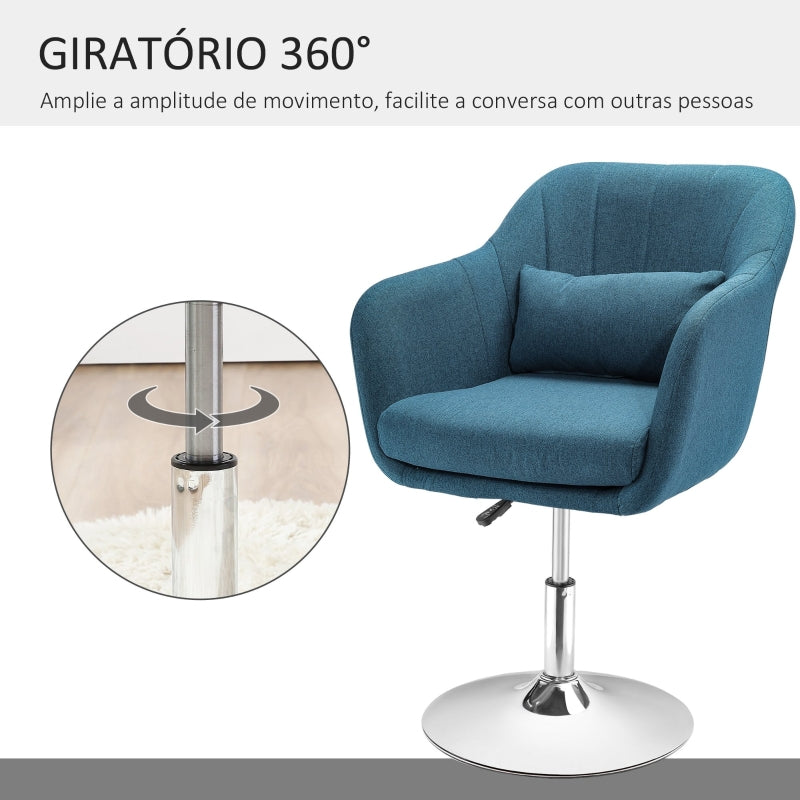 HOMCOM Cadeira de Escritório Operativa Giratória 360°com Altura Ajustável Apoio para os Braços e Almofada 60x60x79-91cm Azul