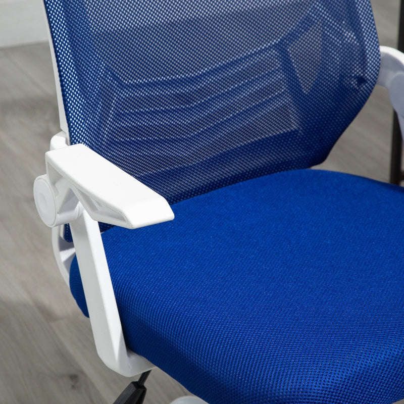 Vinsetto Cadeira de Escritório Ergonômica Giratória com Altura Ajustável Apoio para os Braços Dobrável Suporte Lombar e Encosto Transpirável 62,5x55x94-104cm Azul