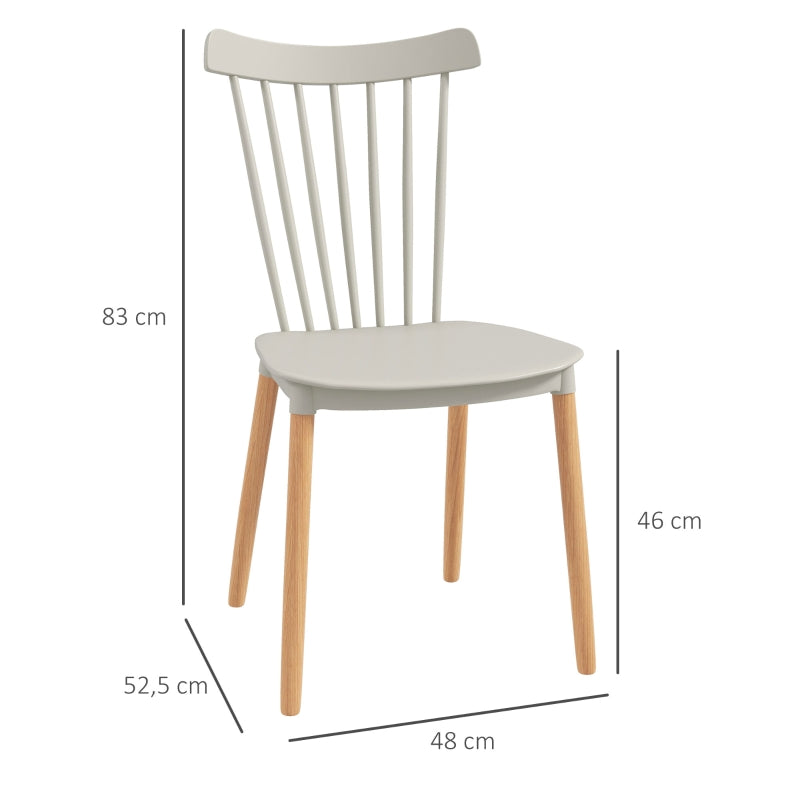 HOMCOM Conjunto de 4 Cadeiras Estilo Nórdico com Encosto Alto e Pés de Madeira de Faia 43x52,5x83 cm Cinza Claro