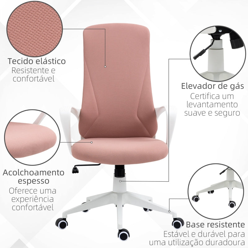 Vinsetto Cadeira de Escritório Ergonómica com Altura Ajustável Função de Inclinação e Encosto Alto 62x56x110-119,5 cm Rosa