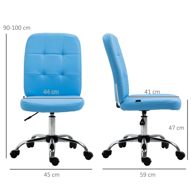 Vinsetto Cadeira de Escritório Giratória de Couro Sintético com Altura Ajustável Estilo Moderno Carga 120 kg 45x59x90-100 cm Azul