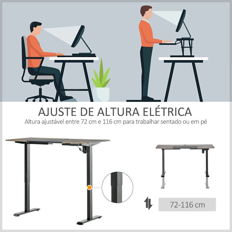 Vinsetto Secretária Elétrica de Pé com Ajuste Elétrico de Altura e 4 Teclas de Memória para Casa Escritório 140x70x72-116 cm Preto e Natural