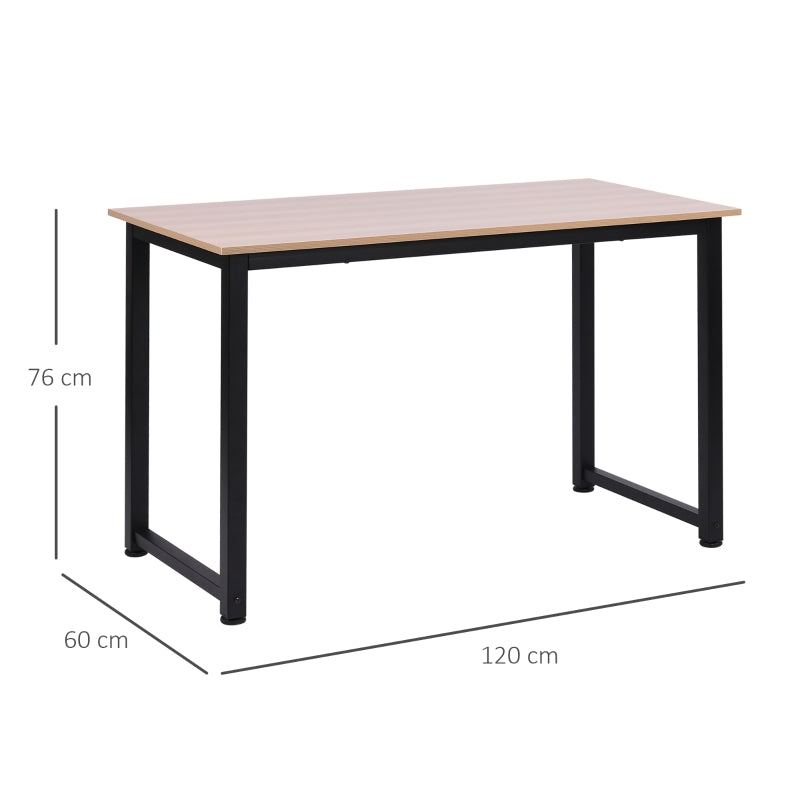 HOMCOM Mesa de computador para casa oficina Com pés ajustáveis Mobiliário de Escritório Simples 120x60x76cm 100 kg de carga Armação de metal