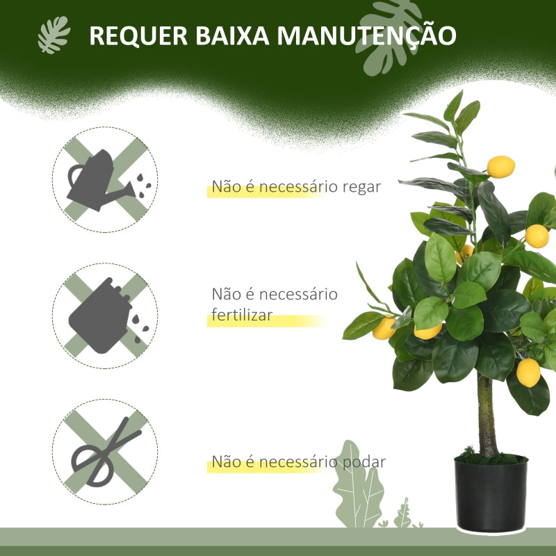 HOMCOM Conjunto de 2 Plantas Artificiais Decorativas Limoeiro e Laranjeira Artificiais de 60 cm com Vaso