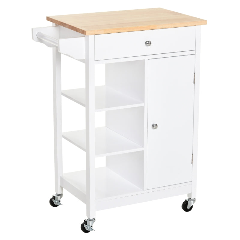 HOMCOM Carrinho de cozinha com 1 gaveta 1 armário 66x39.5x86.5 cm Branco