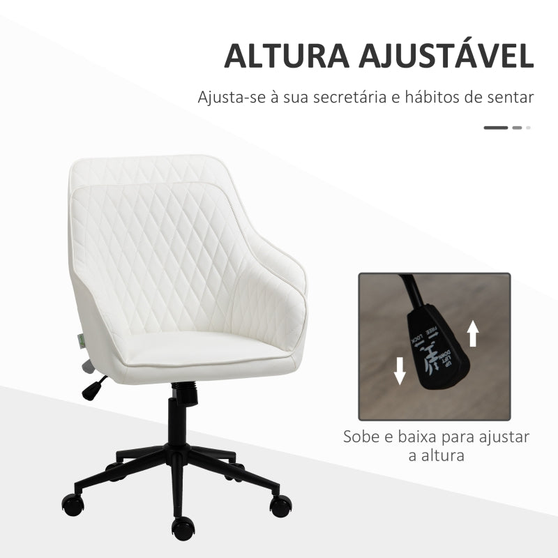 Vinsetto Cadeira de Escritório Operativa de Couro PU com Altura Ajustável e Função de Inclinação 59x60x90-100 cm Branco