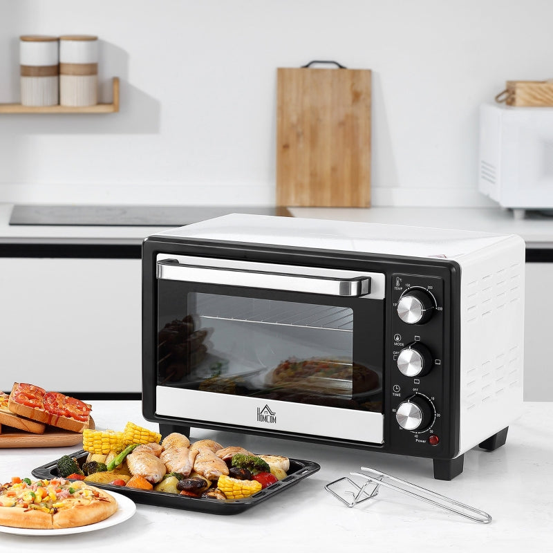 HOMCOM Mini Forno 16L com 3 Modos de Aquecimento Temperatura até 230°C Temporizador 44x32x28,1cm Branco e Preto