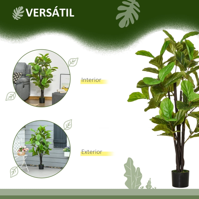 HOMCOM Planta Artificial Ficus 130 cm com 78 Folhas e Vaso