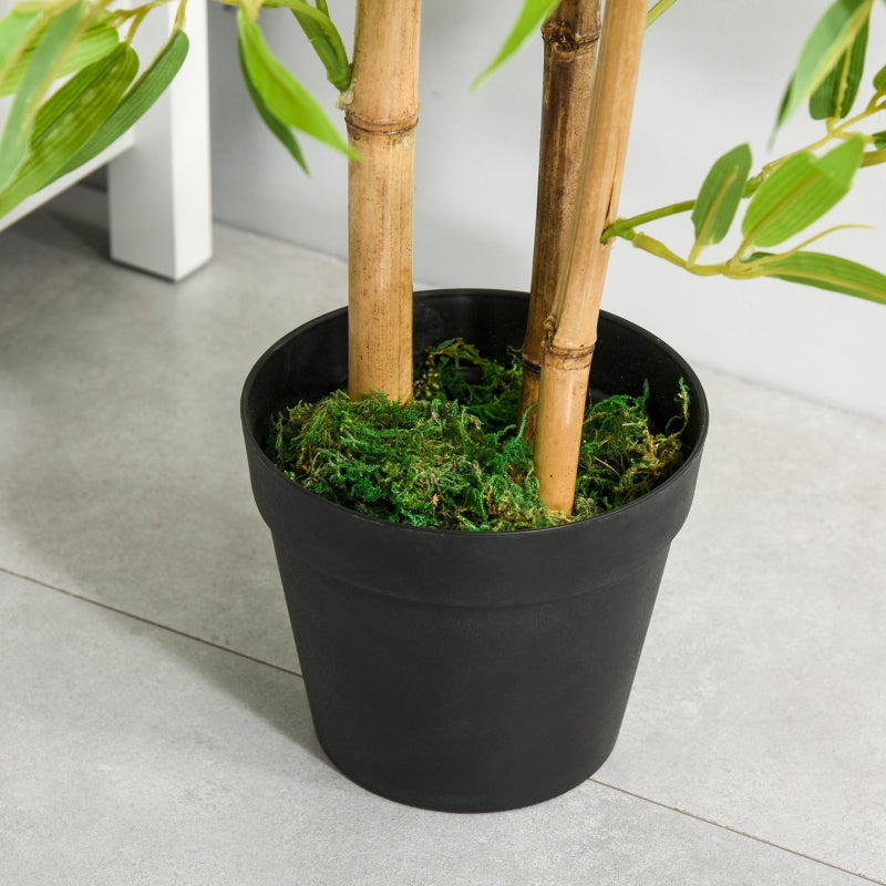 Outsunny Planta de Bambú Artificial no Vaso 120cm Planta Artificial Decorativa