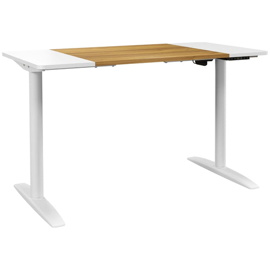 Vinsetto Secretária Elétrica de Pé Secretária Elevatória de Altura Ajustável com Função de Memória 120x60x71-116 cm Branco e Madeira