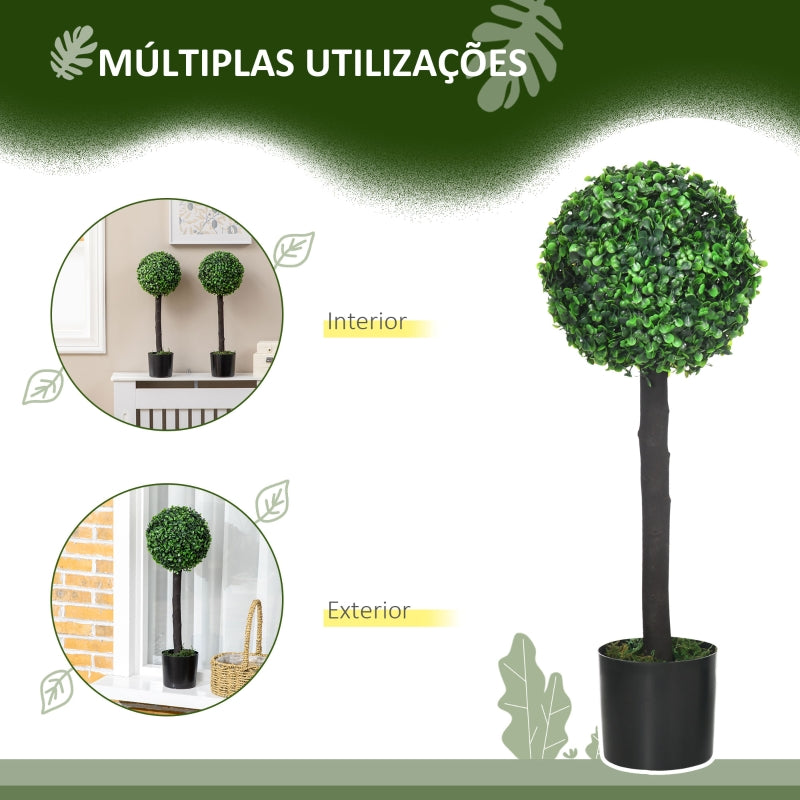 HOMCOM Conjunto de 2 Plantas Artificiais Buxos Artificiais em Vaso