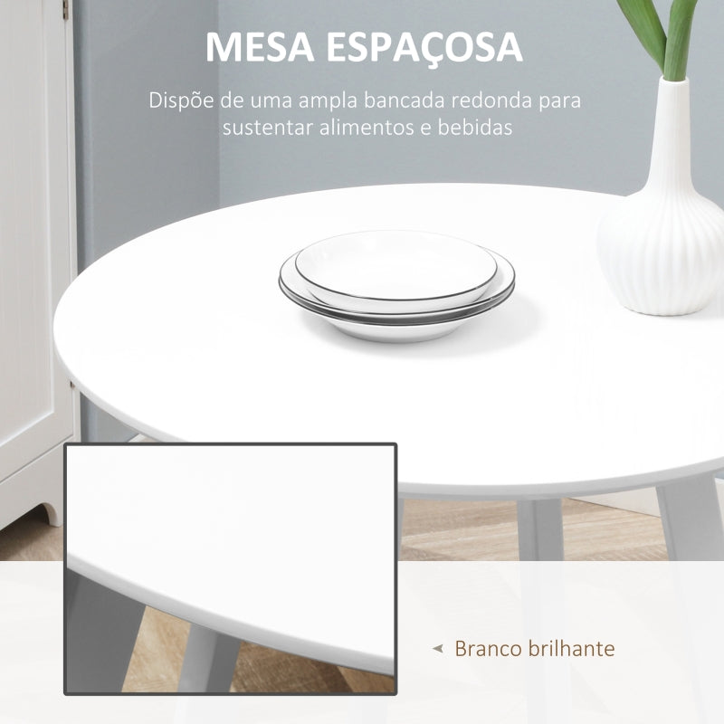 HOMCOM Mesa de Cozinha Moderna para 2 Pessoas Redonda  80kg Ø72x75cm Branco