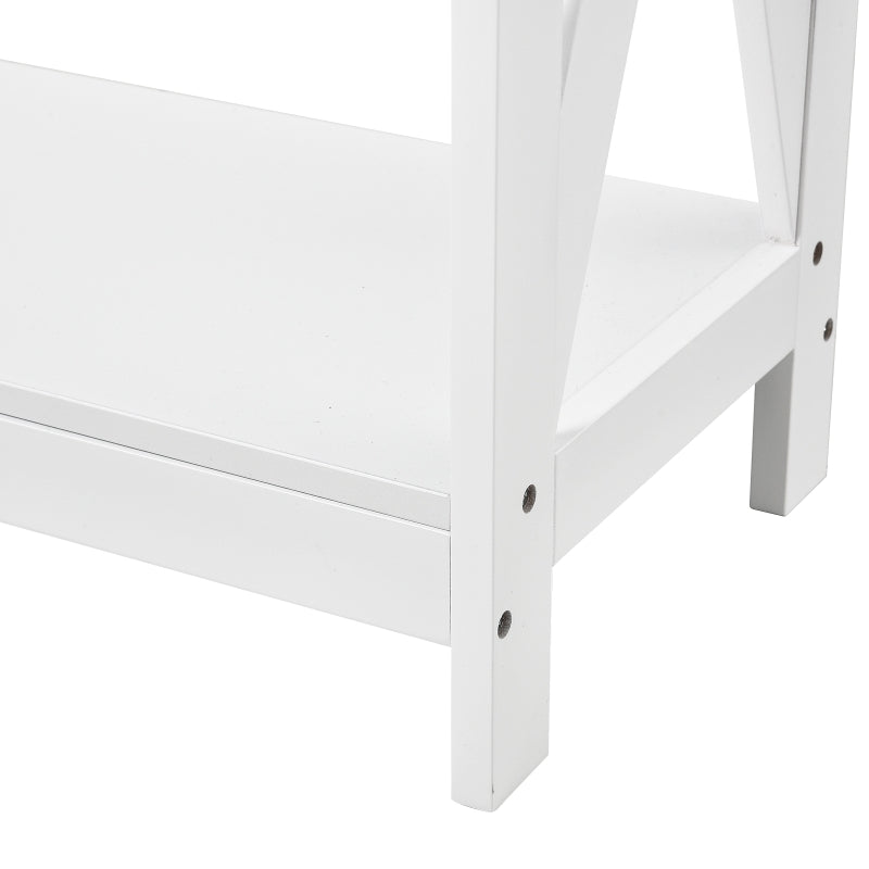 HOMCOM Mesa Consola Clássica com 1 Gaveta e 1 Prateleira de Armazenamento para a Entrada Mesa Auxiliar Sala de Estar Estilo Elegante 100x30x81cm Branco