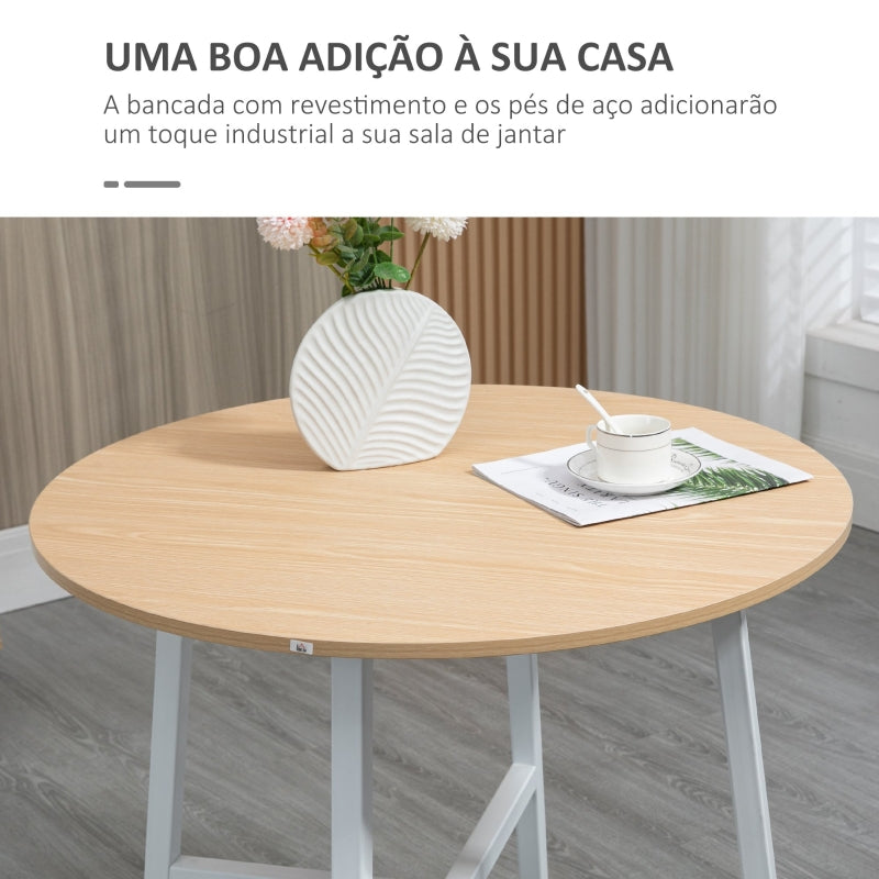 HOMCOM Mesa de Sala de Jantar Redonda para 4 Pessoas Ø80x76 cm