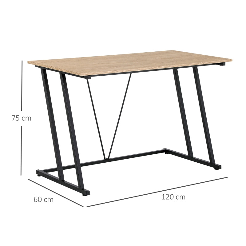 HOMCOM Secretária Mesa de Computador 120x60x85cm com Bancada de Madeira e Pés de Metal Carga Estilo Moderno Madeira e Preto