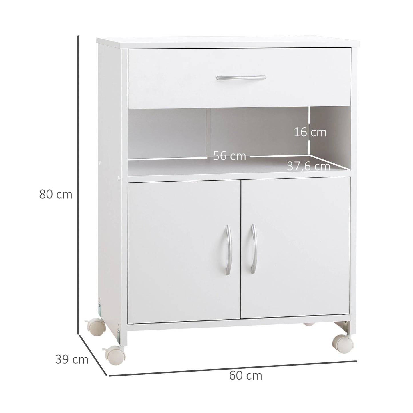 Vinsetto Armário para Impressora com Rodas e Gaveta 60x39x80cm Branco