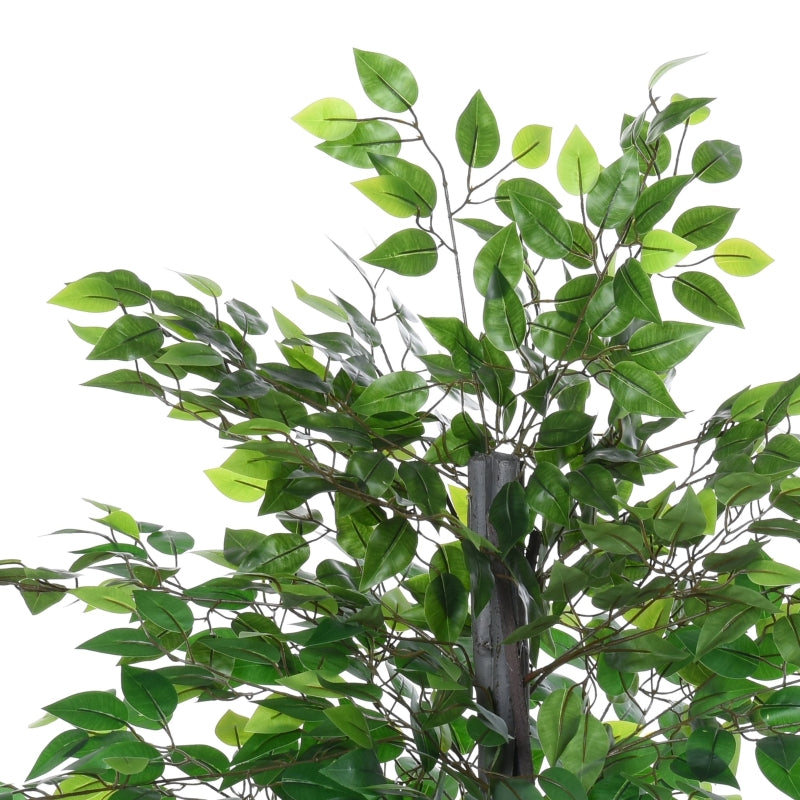 Outsunny Ficus artificiais com 145 cm de altura 756 folhas com vaso para decoração interior e exterior verde