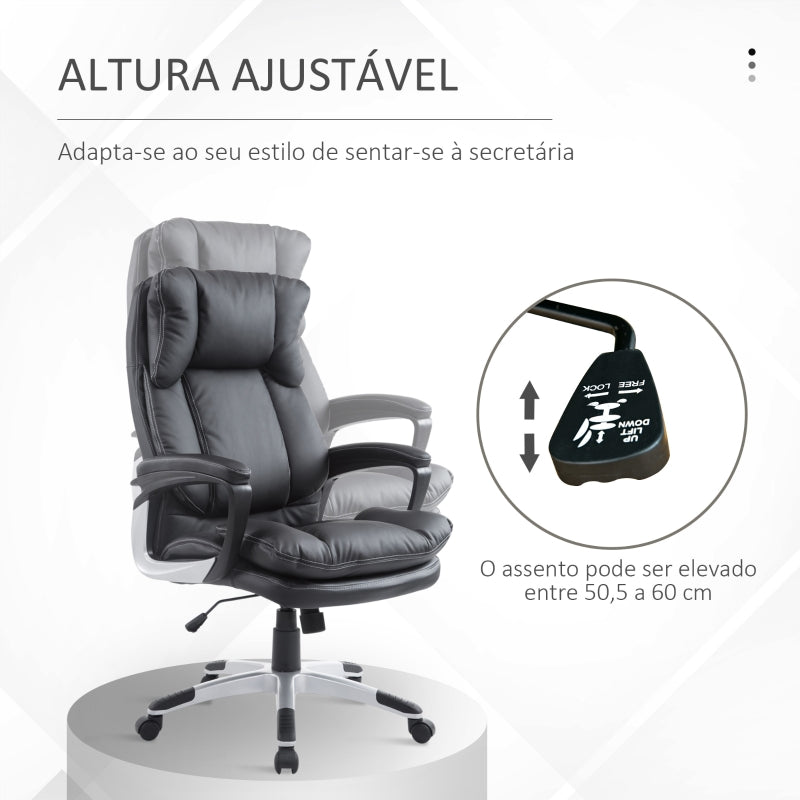 HOMCOM Cadeira de Escritório Giratória Cadeira de Escritório Ergonómica com Apoio para os Braços e Altura Ajustável 66x71x110-120,5 cm Preto