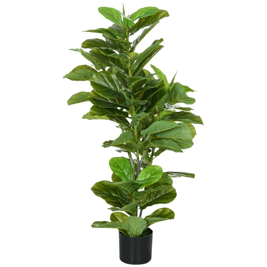 HOMCOM Planta Artificial Ficus 110 cm Planta Artificial com 90 Folhas Musgo e Vaso Planta Artificial Decorativa para Interior e Exterior Verde