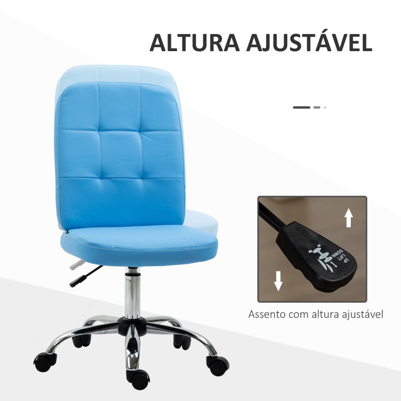 Vinsetto Cadeira de Escritório Giratória de Couro Sintético com Altura Ajustável Estilo Moderno Carga 120 kg 45x59x90-100 cm Azul