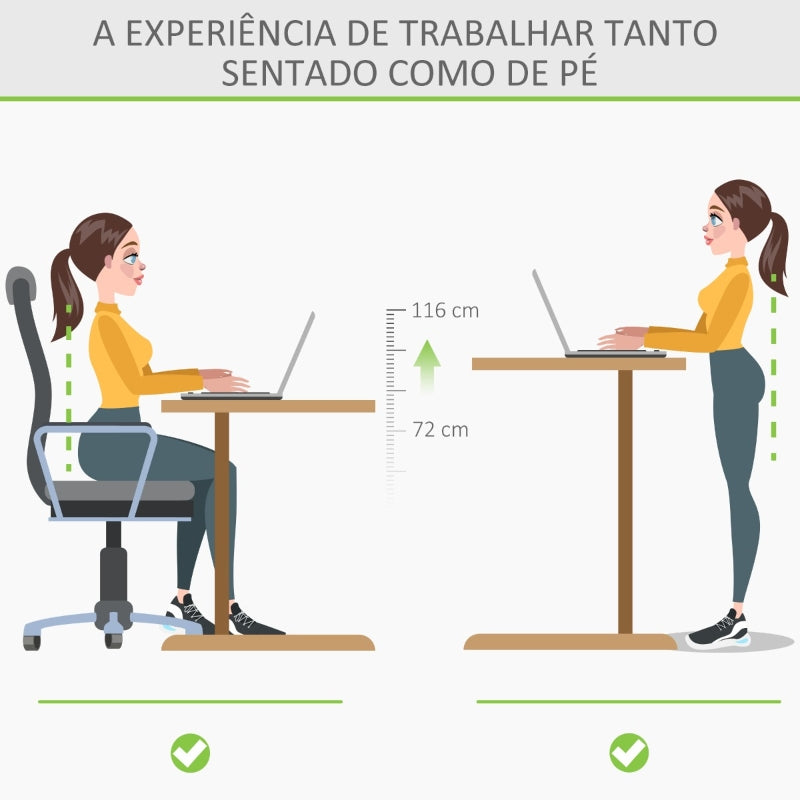 Vinsetto Secretária elétrica de pé Mesa ajustável em altura para escritório com 4 teclas de memória automática inteligente 120x60x72-116 cm moldura Preto