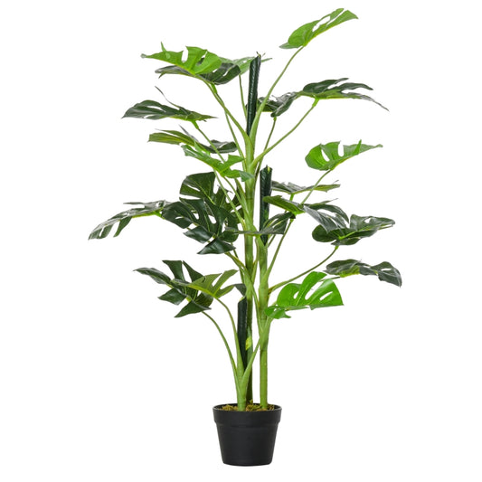 Outsunny Monstera Planta Artificial com Vaso Árvore Tropical Sintética com 21 Folhas Ø16x100 cm Verde