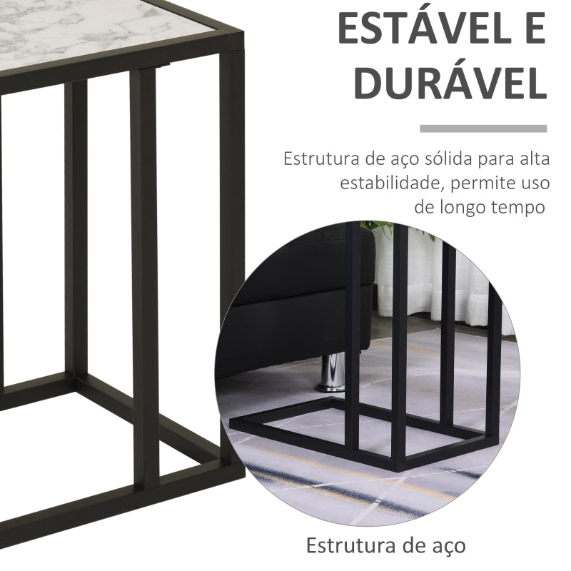 HOMCOM Mesa Auxiliar Lateral para sofá Imitação de mármore economizar espaço 45x30x51,5cm