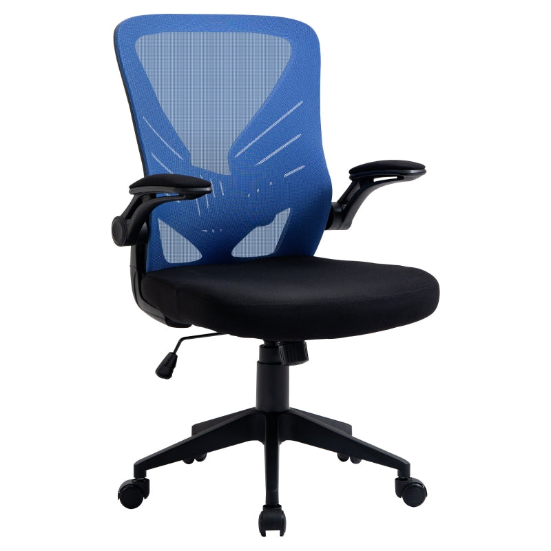 Vinsetto Cadeira de Escritório Ergonômica Giratória com Altura Ajustável Apoio para os Braços e Suporte Lombar Transpirável 62x59x99-107cm Azul e Preto