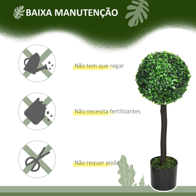 HOMCOM Conjunto de 2 Plantas Artificiais Buxos Artificiais em Vaso