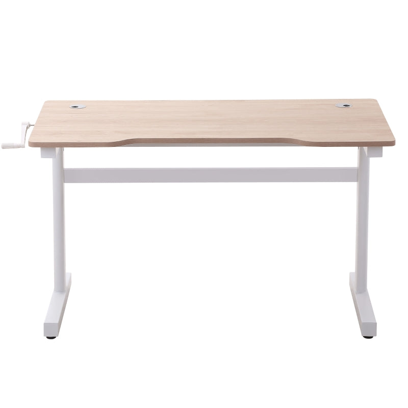 Vinsetto Secretária de Pé com Altura Ajustável a Manivela e Bancada de Carbono Secretária Elevatória para Escritório Estúdio Sala de Estar Carga Máxima 150kg 120x60x72-117cm Madeira e Branco