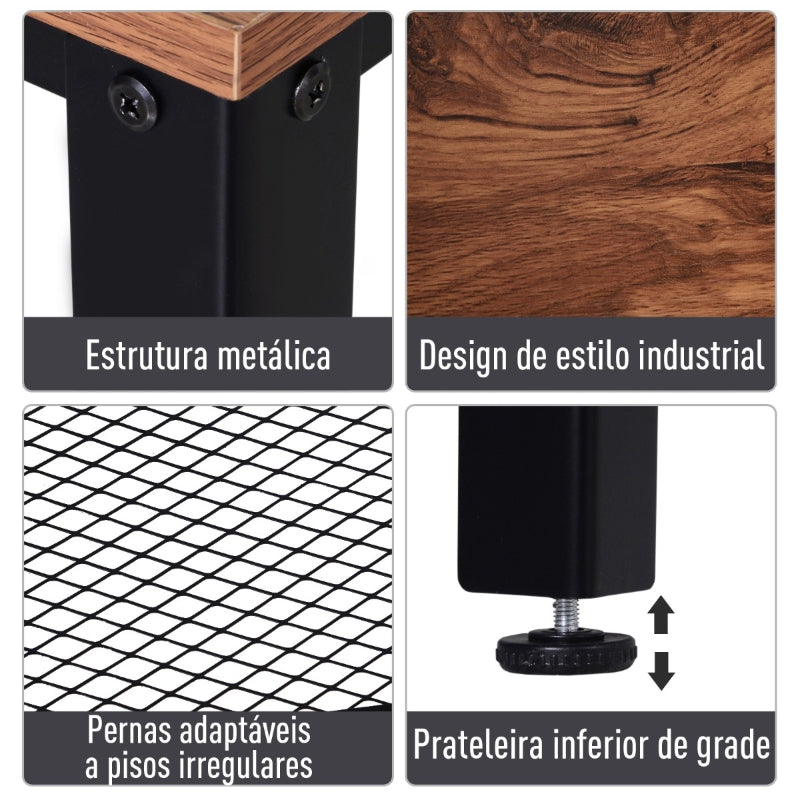 HOMCOM Mesa consola estilo industrial mesa de corredor com prateleira de malha de metal 101x35x80cm Carga 30kg Marrom e preto