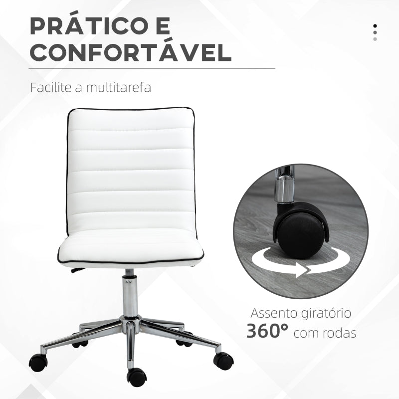 Vinsetto Cadeira de Escritório Operativa Giratória com Altura Ajustável Encosto Estofado em Couro Sintético 47x57x76,5-86,5cm Branco