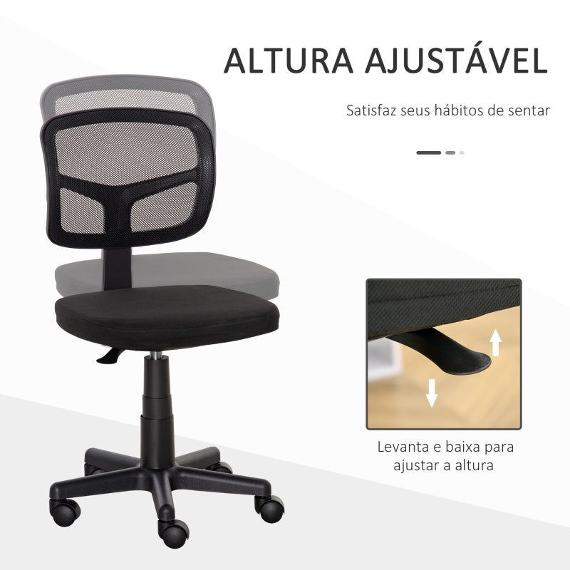 Vinsetto Cadeira de Escritório Operativa Giratória 360° com Altura Ajustável Suporte Lombar 43x48x77,5-89,5cm Preto