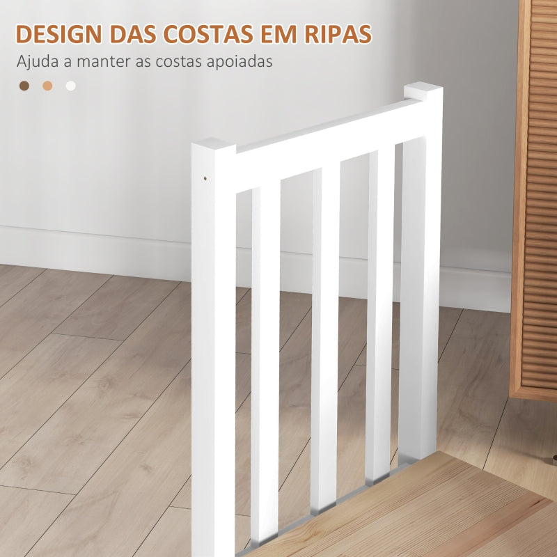 HOMCOM Conjunto de 2 Cadeiras de Sala de Jantar com Encosto de Ripas Estrutura de Madeira de Pinho 38,5x47,5x99 cm Branco