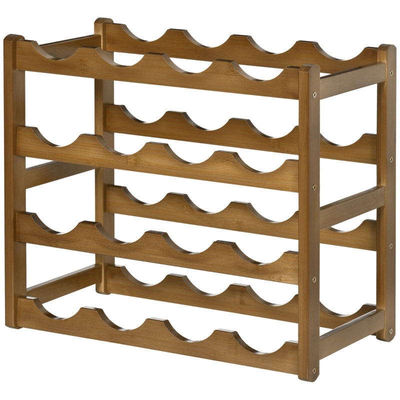 HOMCOM Suporte para 16 Garrafas de Bambu Prateleira para Garrafas de Vinho de 4 Níveis 43x23,5x38cm Marrom