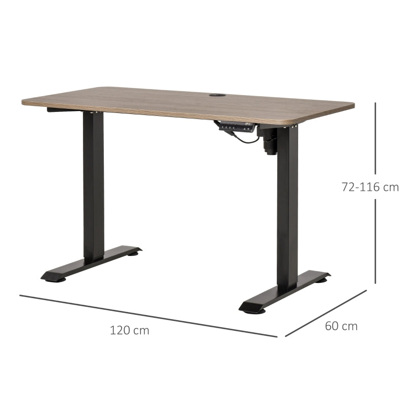 Vinsetto Secretária elétrica de pé Mesa ajustável em altura para escritório com 4 teclas de memória automática inteligente 120x60x72-116 cm moldura Preto