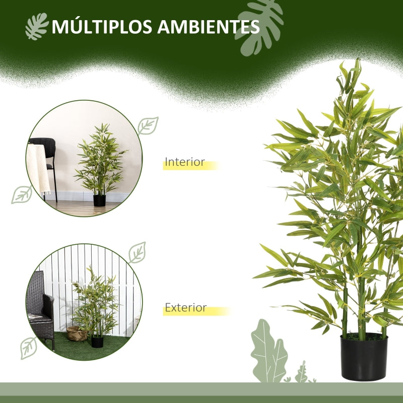 HOMCOM Planta Artificial de Bambu com 504 Folhas Realistas