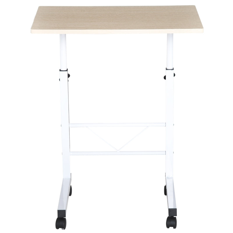 HOMCOM Mesa de computador para Hogar escritorio Altura Ajustável Mesa Compacta com Rodas 60x40x68-78cm Cor Branco