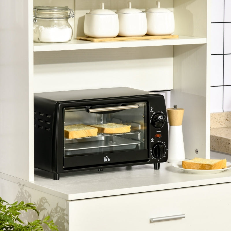 HOMCOM Mini Forno Elétrico 10 Litros 750W com Temperatura até 230°C Temporizador 60 Minutos 36,5x26x22cm Preto