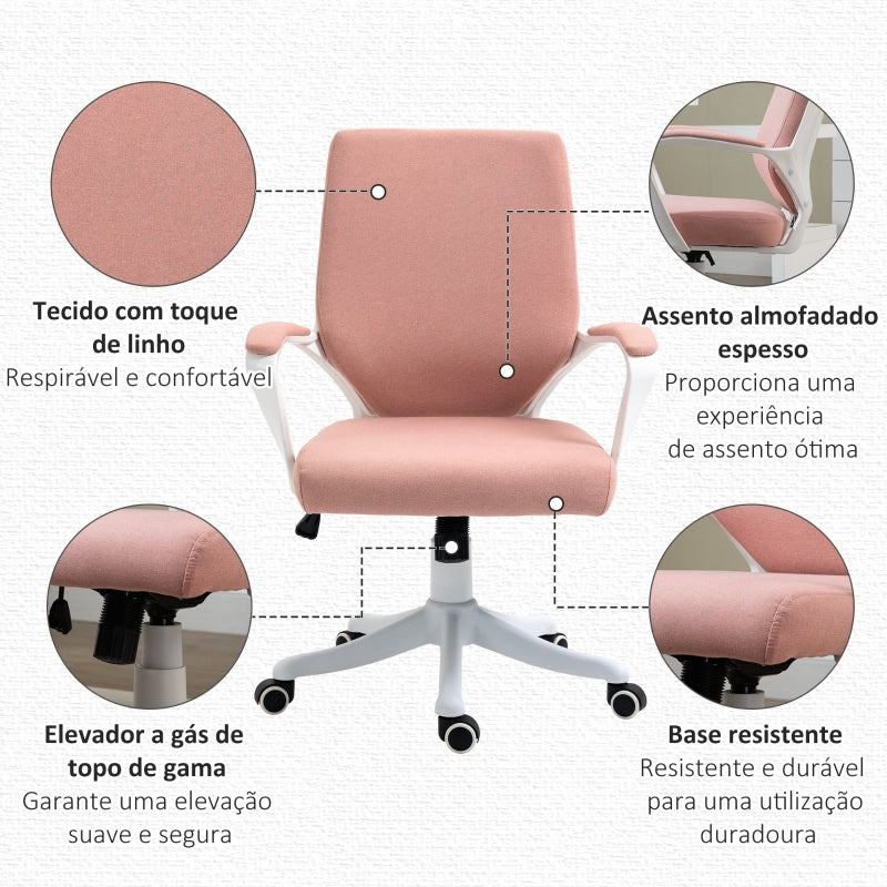 Vinsetto Cadeira de Escritório Ergonómica Giratória e com Altura Ajustável e Suporte Lombar 62x69x92-100 cm Rosa