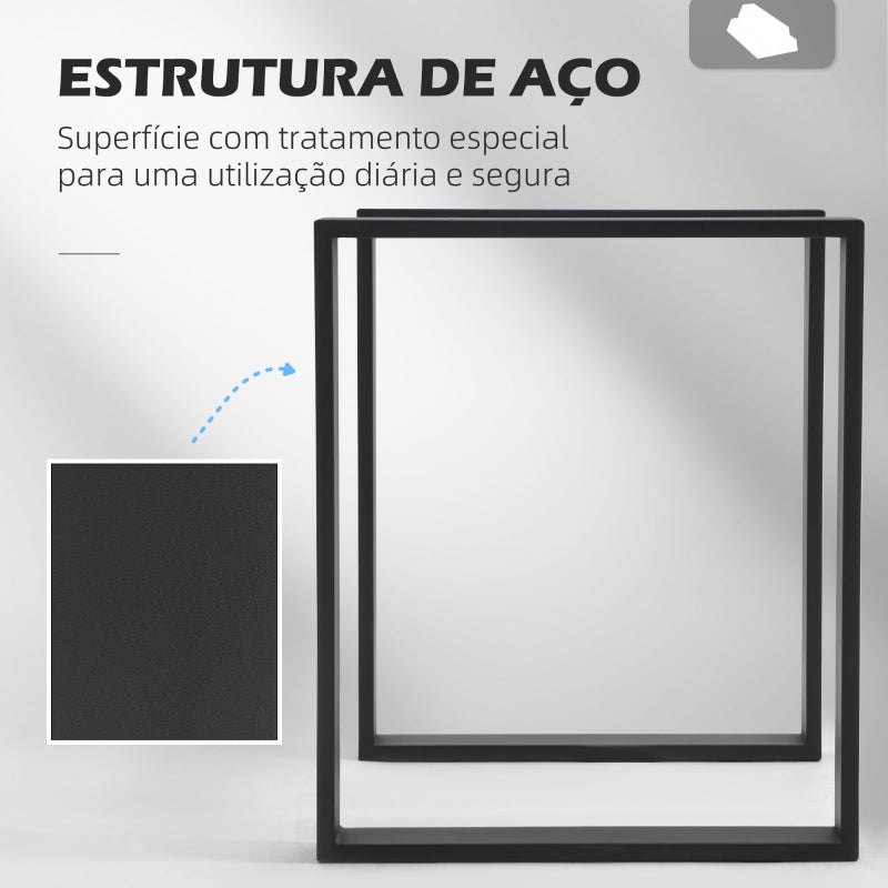 HOMCOM Conjunto de 2 Pés para Mesa de Aço 60x72 cm Pernas Quadradas de Mesa para Móveis de Bricolage Preto